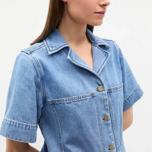 Seed Heritage Denim Button Through Mini Dress (AUS 10/US 6) - Picture 3 of 12